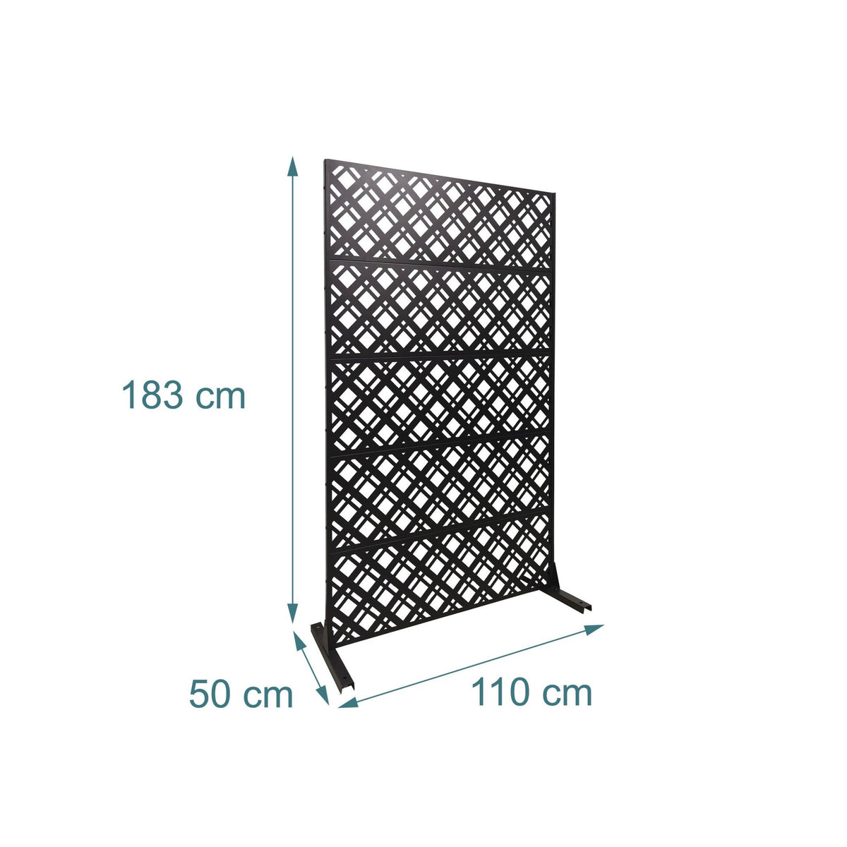 Garden Privacy Screen, Black Metal, Diamond Pattern