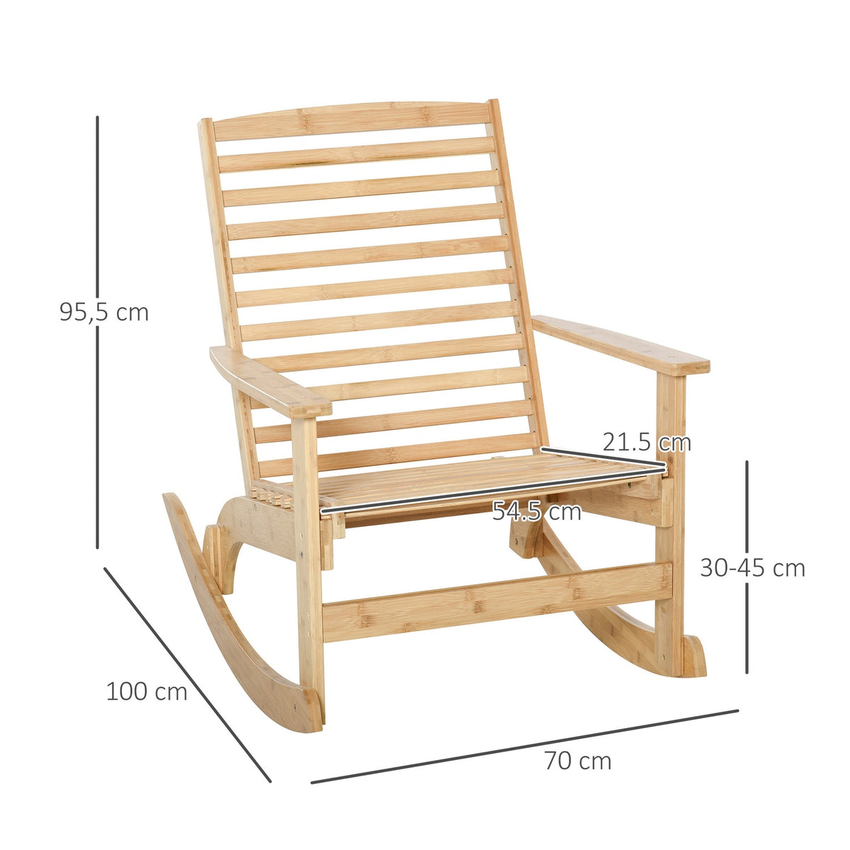 Garden Rocking Chair Relax Chair Garden Chair Rocking Chair Bamboo Plywood Natural 70 X 100 X 95.5 Cm