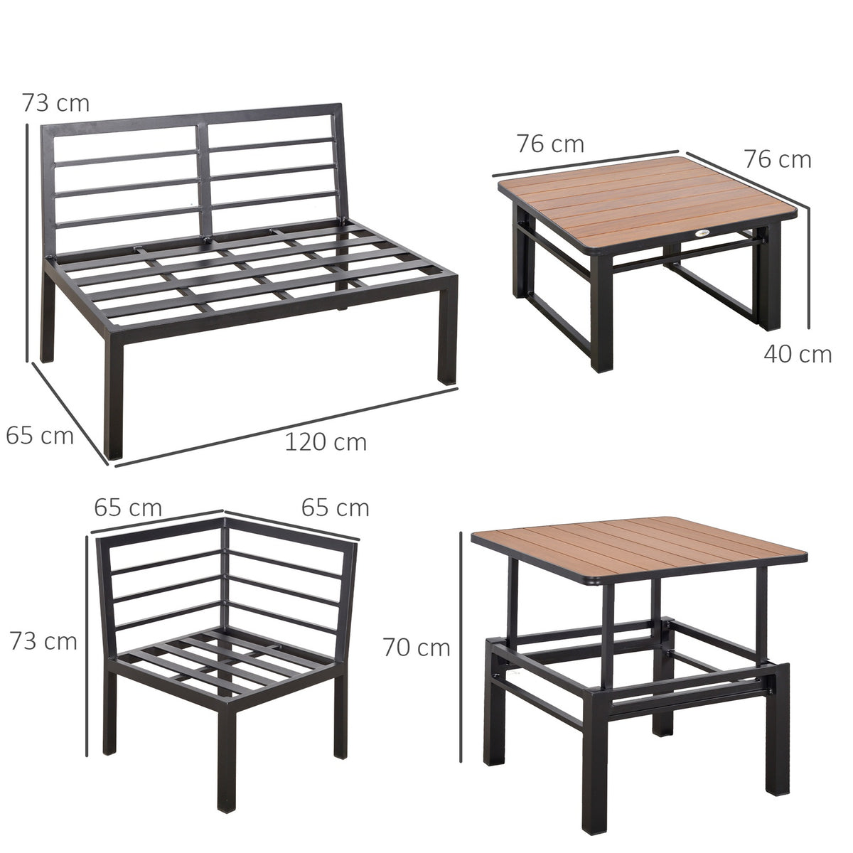 Garden Set For 4 People Garden Furniture Set With Liftable Coffee Table Sofa With Cushions Outdoor Aluminum Gray