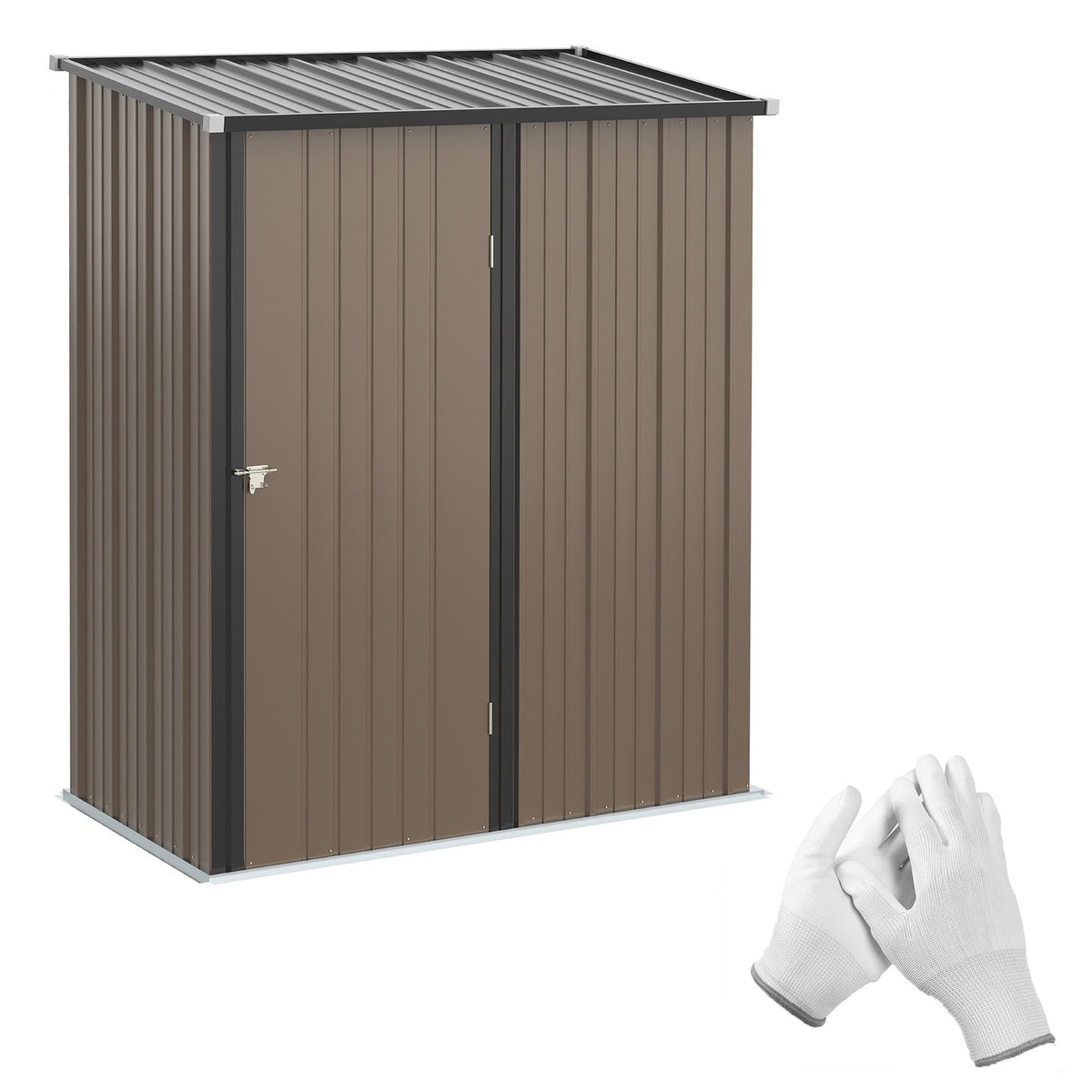 Garden Shed 1.34 M² Tool Shed With Pent Roof Made Of Galvanized Steel, 161.5X94.5X196Cm, Brown