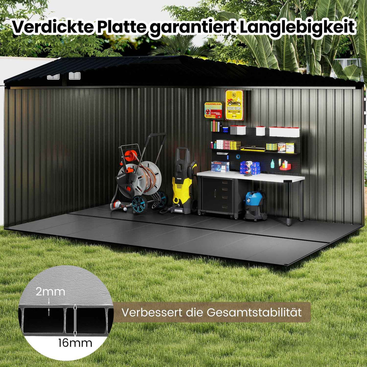 Garden Shed Base Plate 343x215 cm, Non-Slip Surface