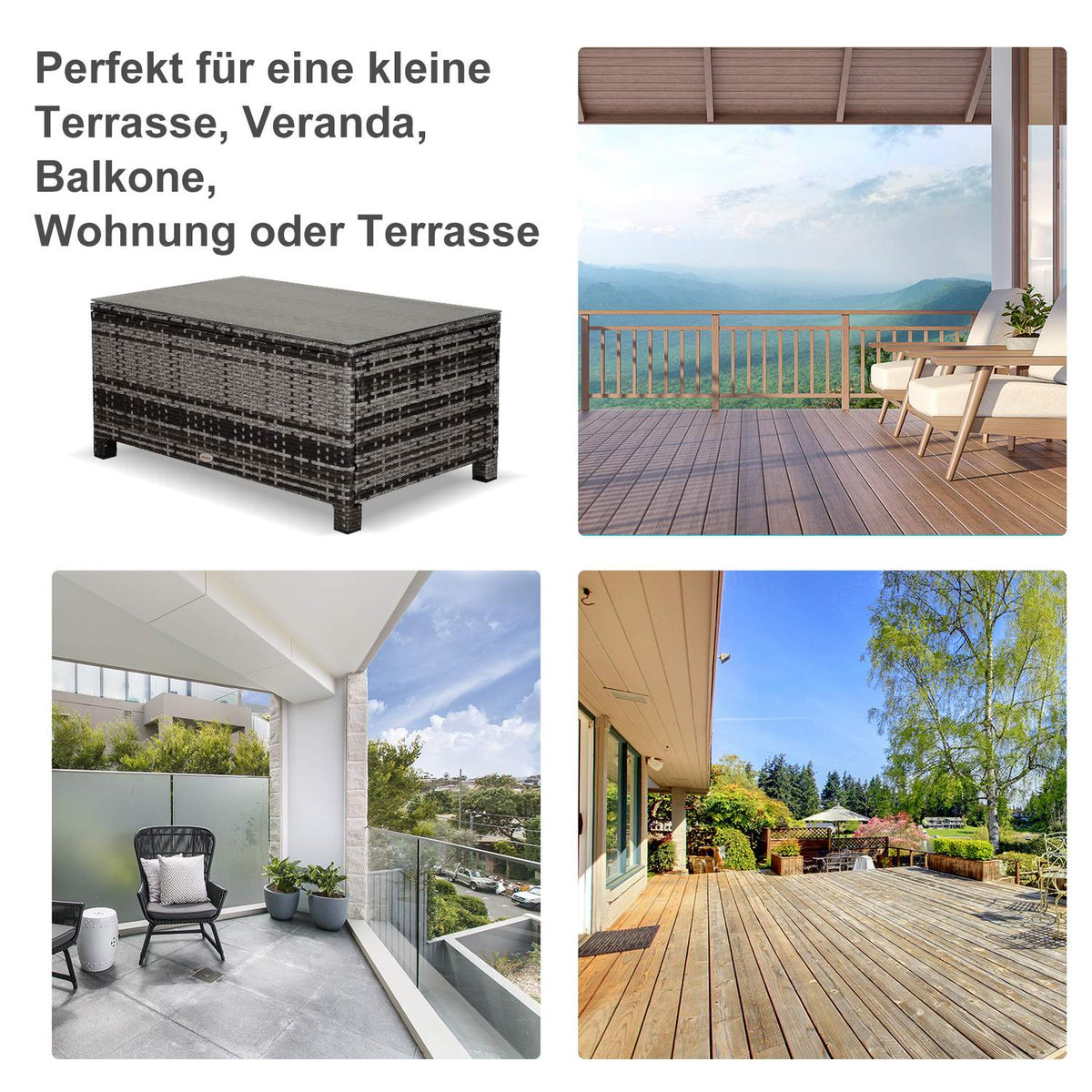 Garden Side Table Coffee Table Garden Table Balcony Table Polyrattan Gray 85 X 50 X 39 Cm
