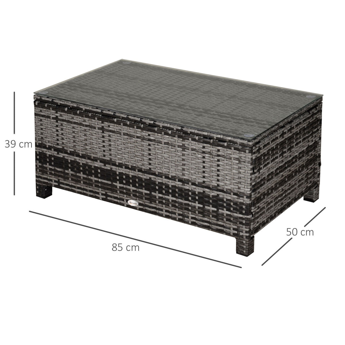 Garden Side Table Coffee Table Garden Table Balcony Table Polyrattan Gray 85 X 50 X 39 Cm