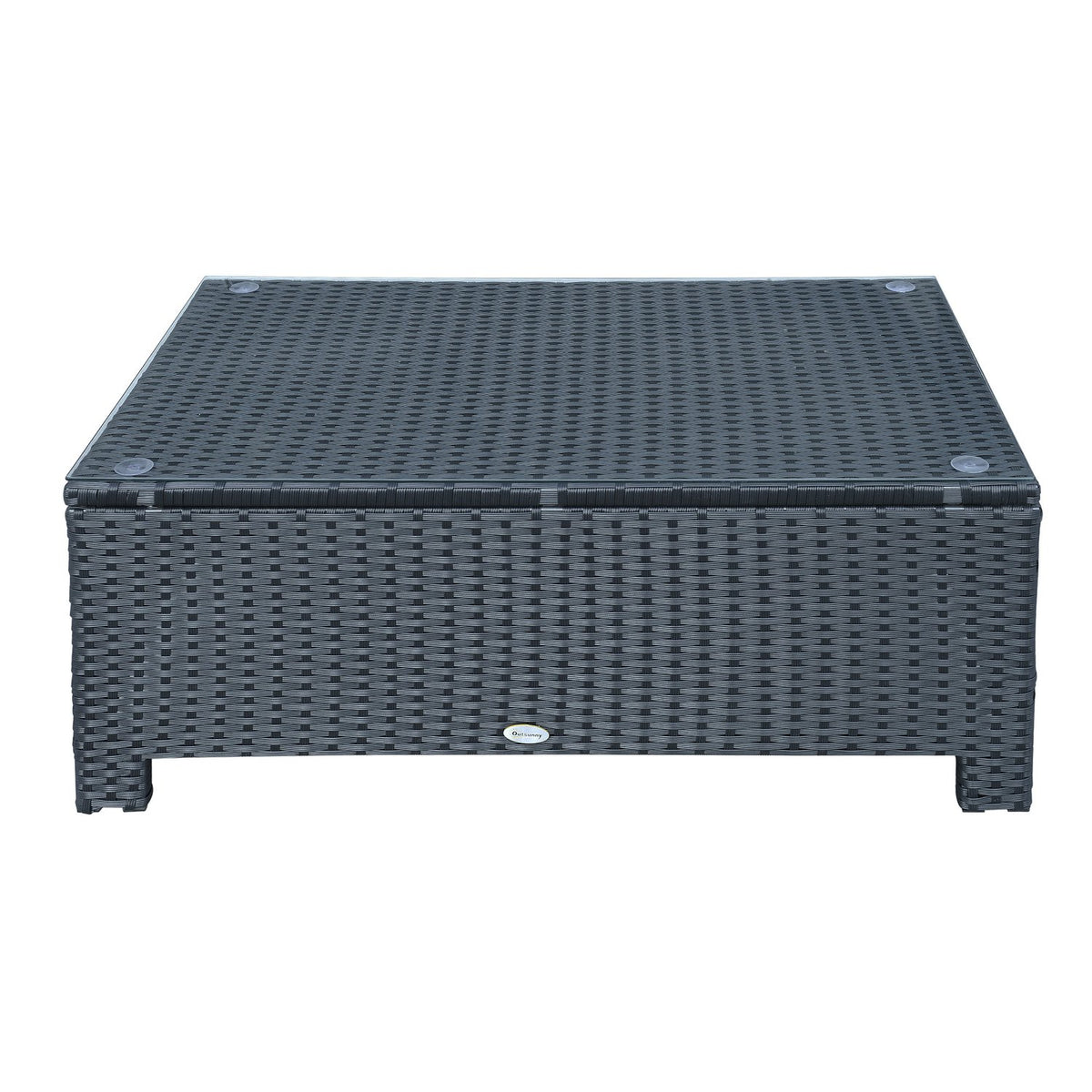 Garden Side Table Coffee Table Made Of Polyrattan, Weatherproof, Black, 85X50X39Cm