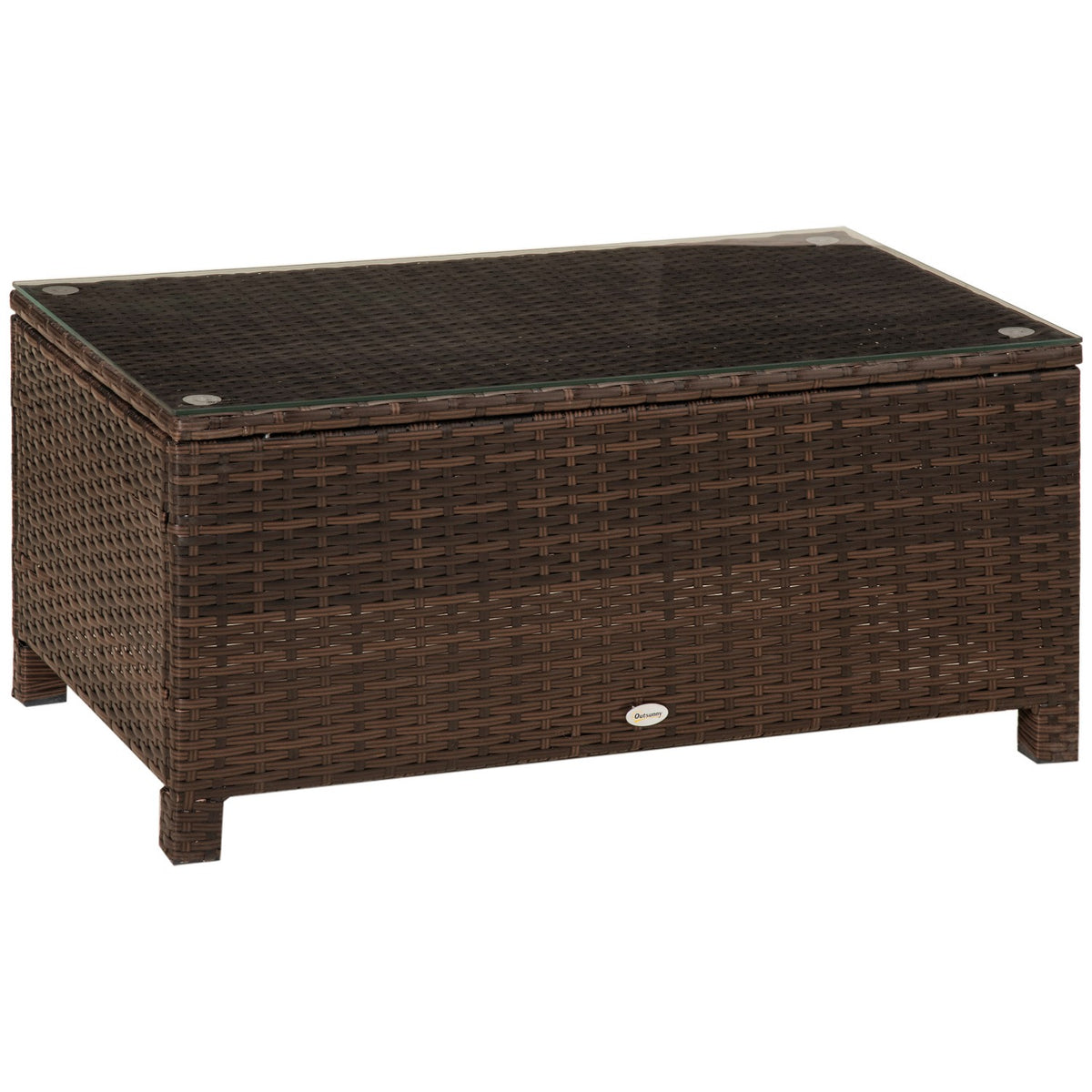 Garden Side Table Coffee Table Made Of Polyrattan, Weatherproof, Brown, 85X50X39Cm