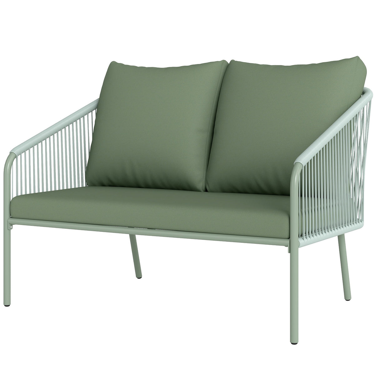 Garden Sofa with Cushions 2-Seater Rattan Sofa Lounge Sofa Outdoor Balcony Sofa Rattan Sofa Garden Lounge Polyrattan Garden Furniture Balcony Furniture 112 x 72 x 76 cm Green |