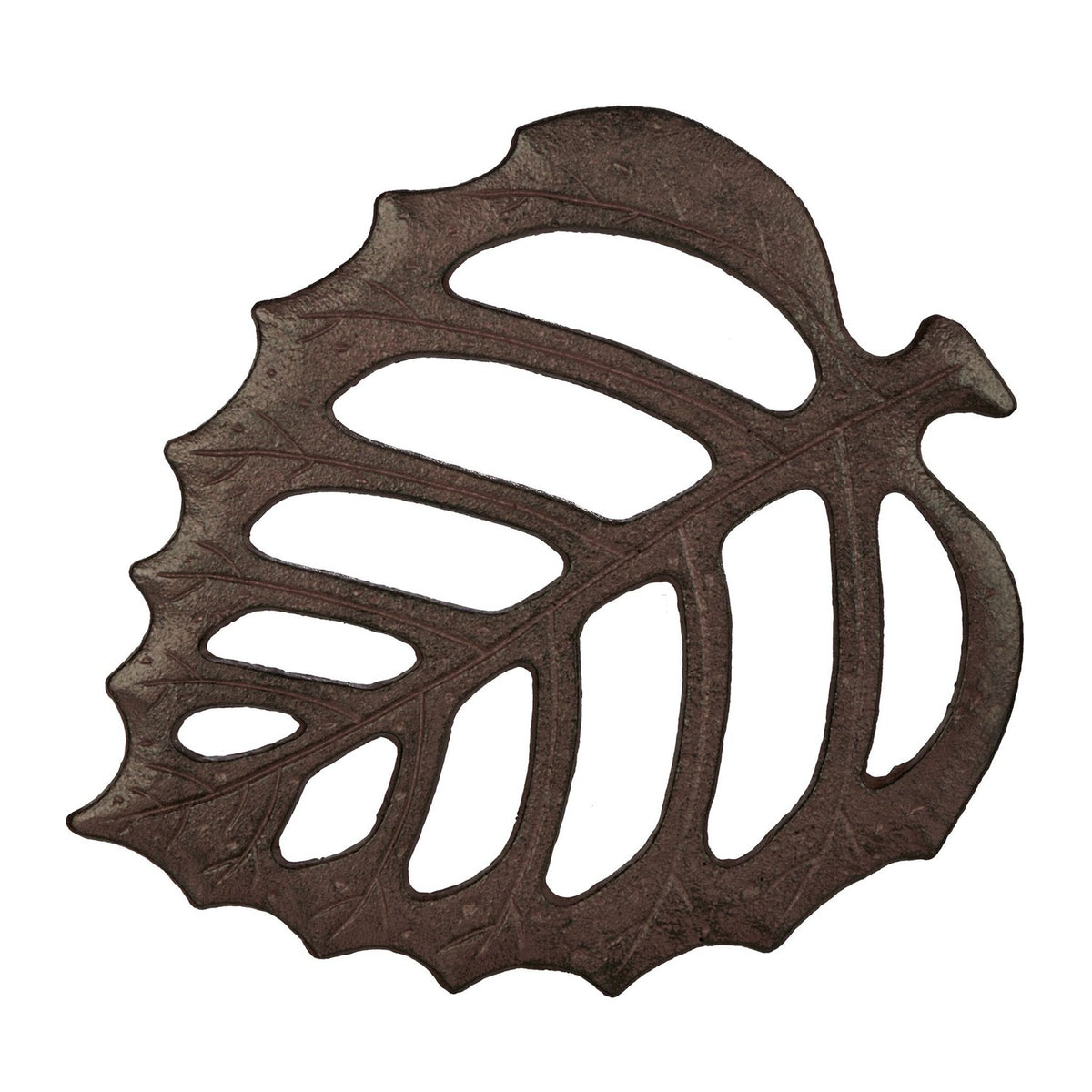 Garden Step Stone, Leaf Shape, Brown, Cast Iron