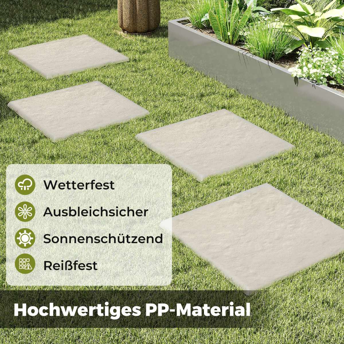 Garden Stepping Stones Set, 8 Pieces, 39.5 cm, Beige