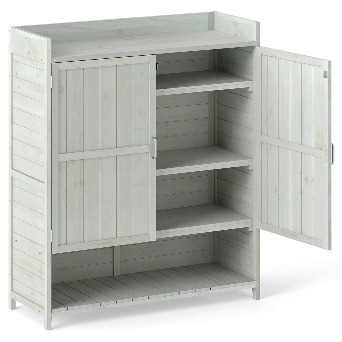 Garden Storage Cabinet with Worktop & Adjustable Shelves