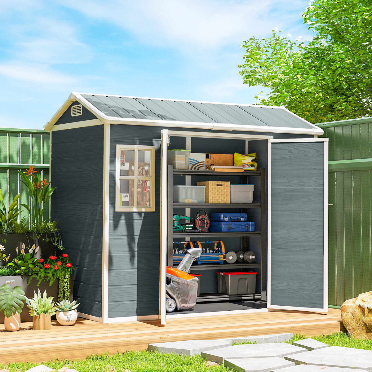 Garden Storage Shed, 2.77 m², Double Doors, Windows, Lock