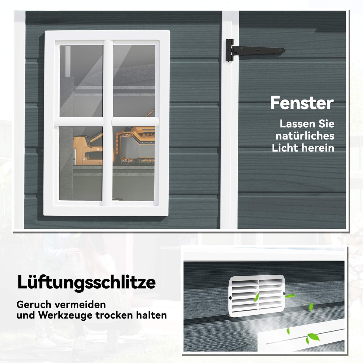 Garden Storage Shed with Windows, Lockable Doors, 3.2m²
