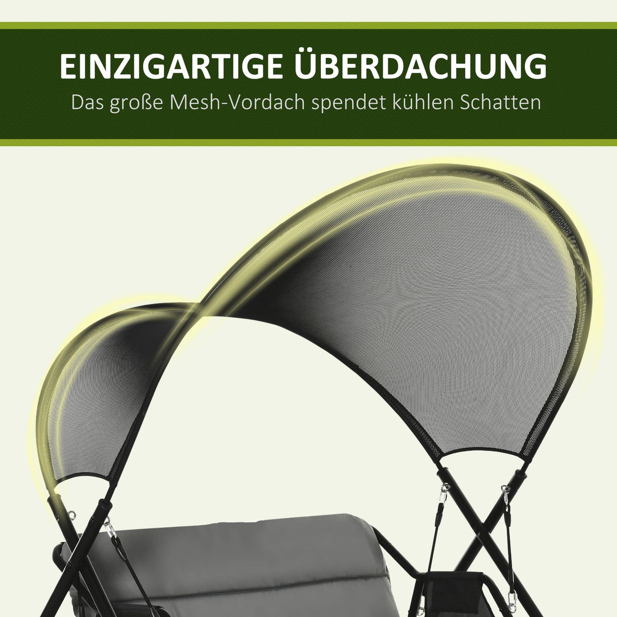 Garden Swing Sun Lounger 2 Person Swing Frame Outdoor Swing Bench With Seat Cushion Textline Black 166 X 140 X 187 Cm