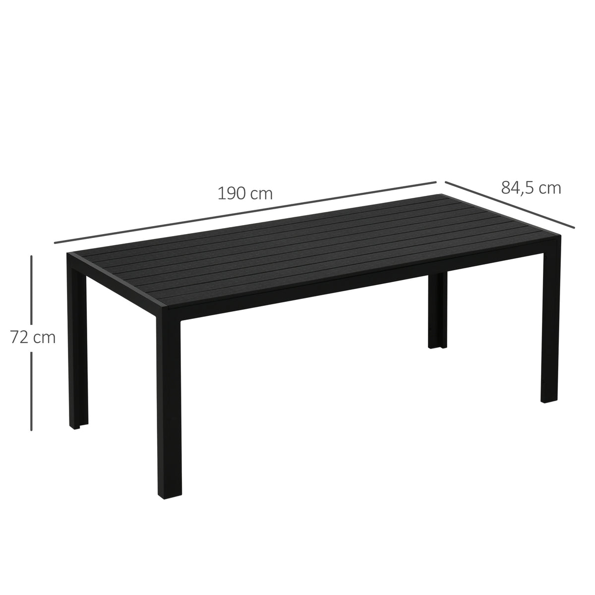 Garden Table Aluminum Table Garden Terrace Wood-Plastic Polywood Black