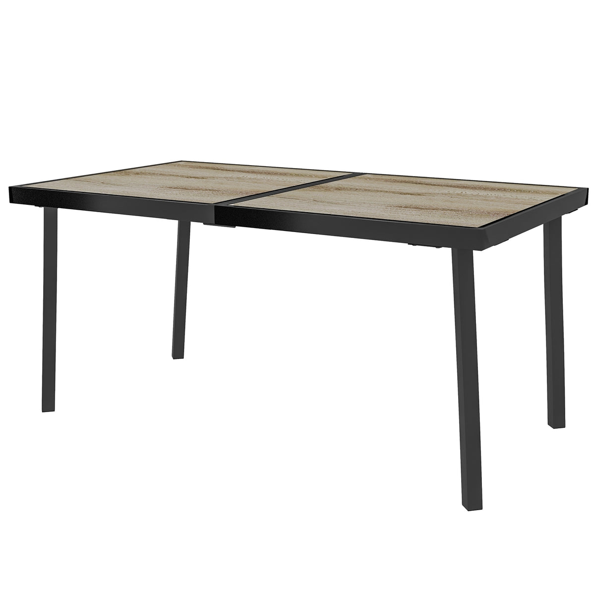 Garden Table, Balcony Table, 145 X 85 Cm Patio Table For 6 People With Wood Look, Dining Table For Garden, Steel Frame, Gray