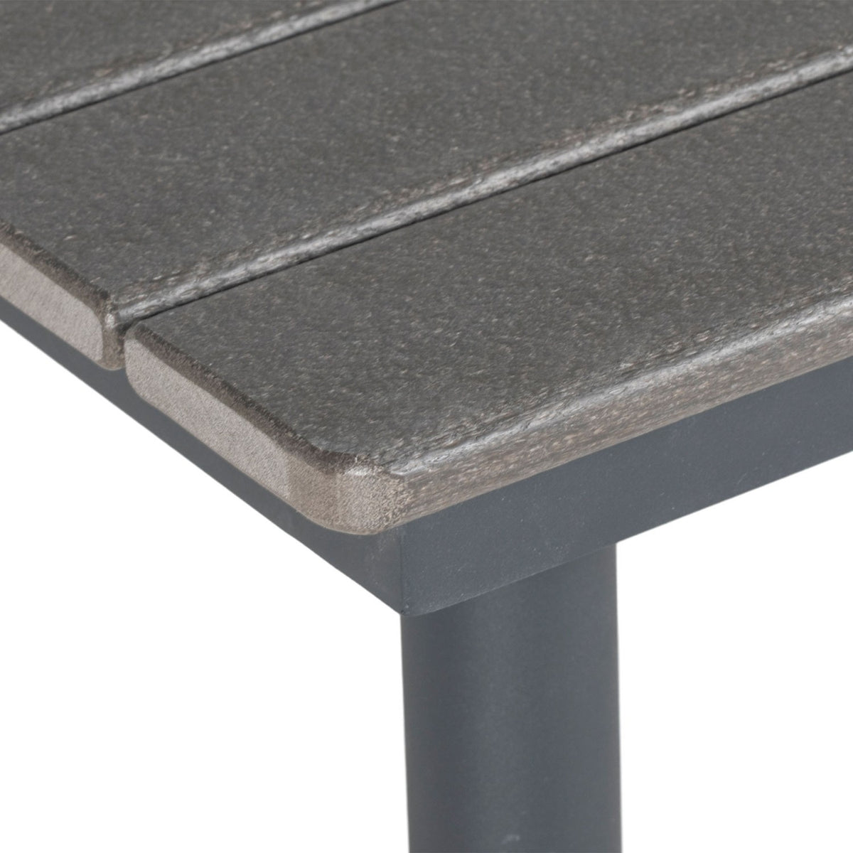 Garden Table Dining Table 4 People Umbrella Hole Patio Table Slatted Frame Hdpe Dark Gray 90X90X75Cm