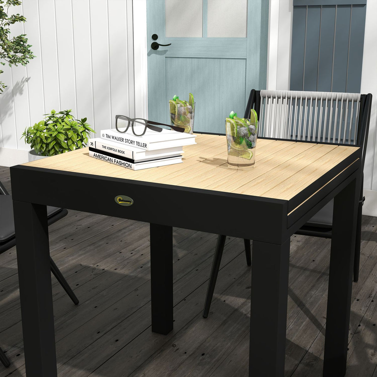 Garden Table, Dining Table For 6 People, Patio Table, Expandable Balcony Table, Can Hold Up To 70 Kg, Aluminum, Yellow, 81/162 X 80 X 75 Cm