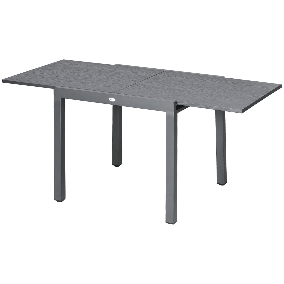 Garden Table, Extendable Balcony Table For 6 People, 80/160 X 80 Cm Dining Table With Wood Look, Patio Table For Garden, Steel, Dark Gray