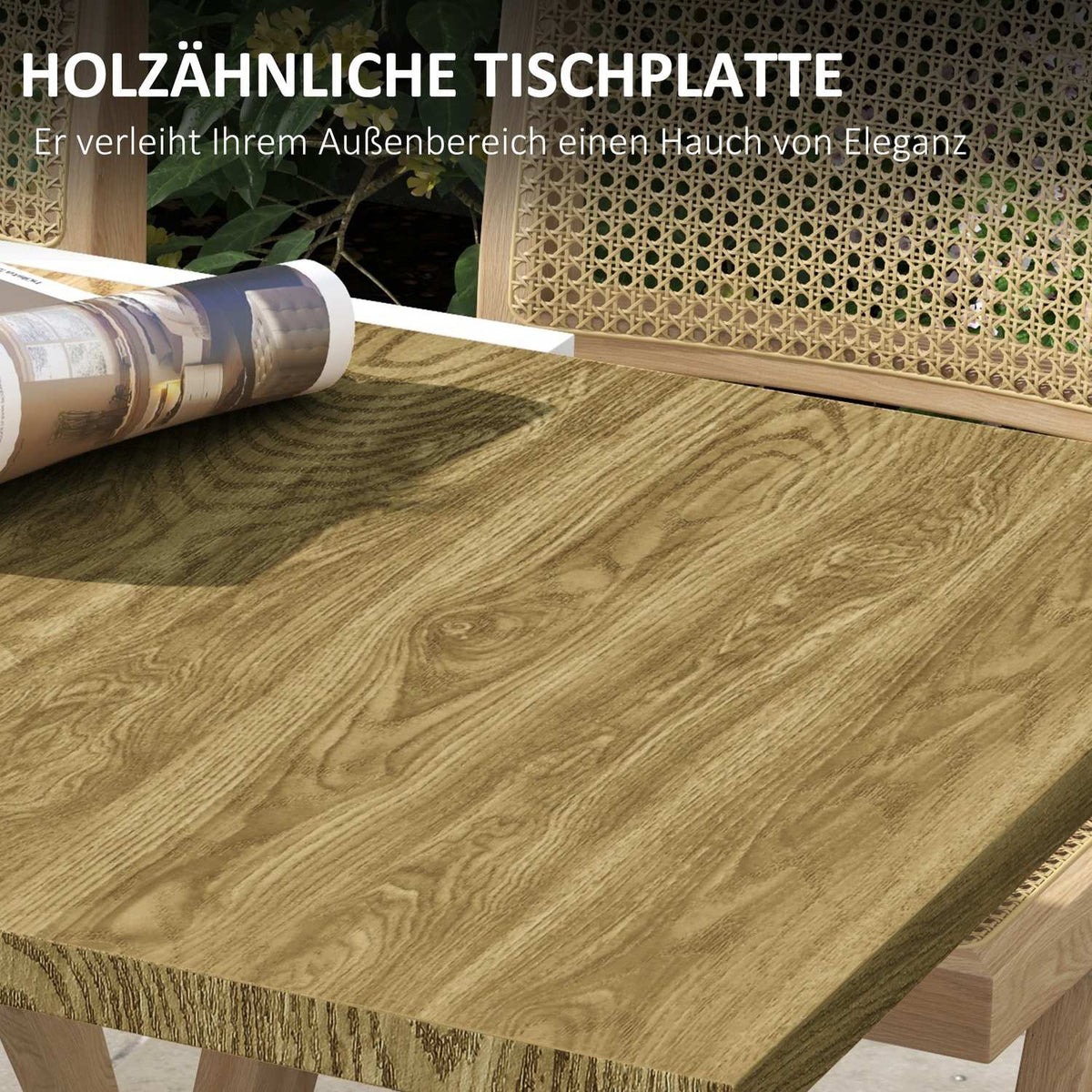 Garden Table, Extendable Dining Table For Garden, Patio Table For 6 People, Balcony Table With Wood Look, White, 80/160 X 80 X 75 Cm