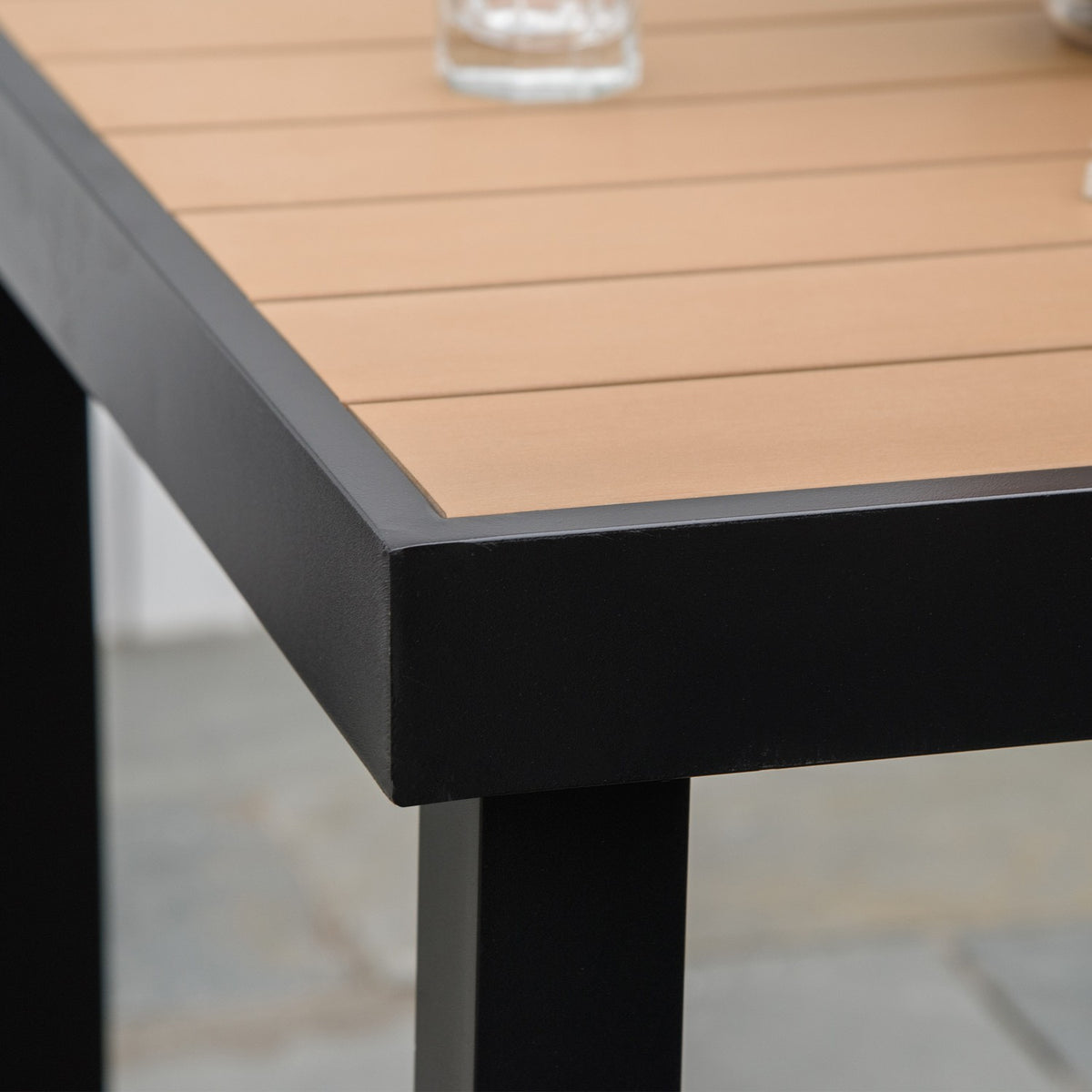 Garden Table For 4 People, Dining Table, Aluminum Table, Garden Furniture, Lounge Furniture, Easy-Care Plastic, Natural + Black, 80 X 80 X 74 Cm