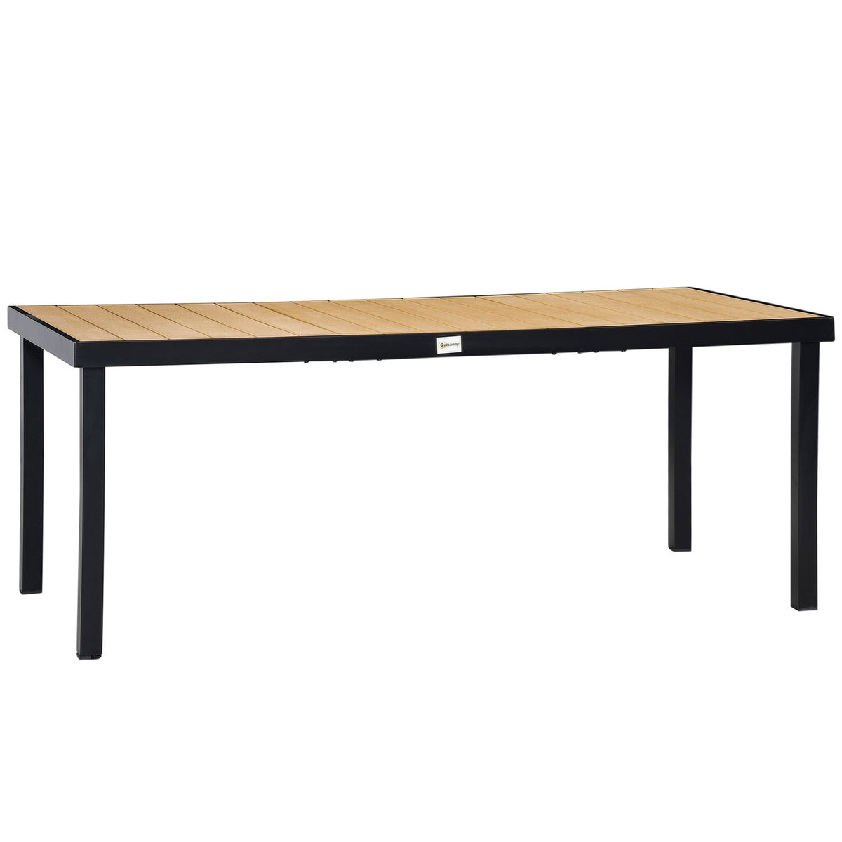 Garden Table For 8 People, Dining Table, Aluminum Table, Garden Furniture, Lounge Furniture, Easy-Care Plastic, Natural + Black, 190 X 90 X 74 Cm