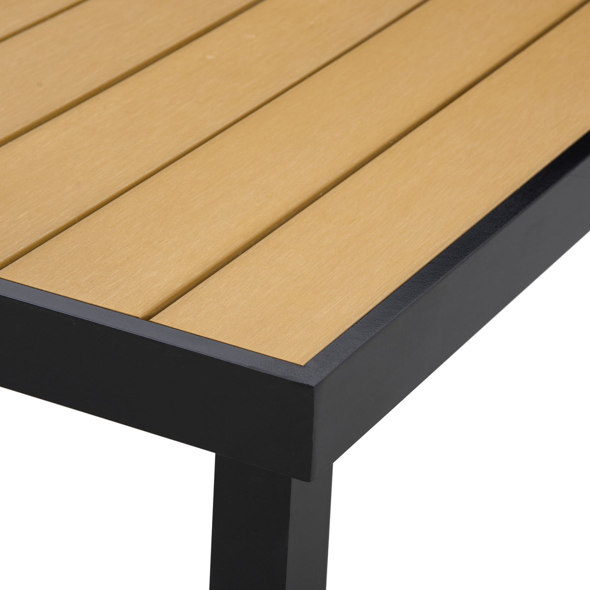 Garden Table For 8 People, Dining Table, Aluminum Table, Garden Furniture, Lounge Furniture, Easy-Care Plastic, Natural + Black, 190 X 90 X 74 Cm