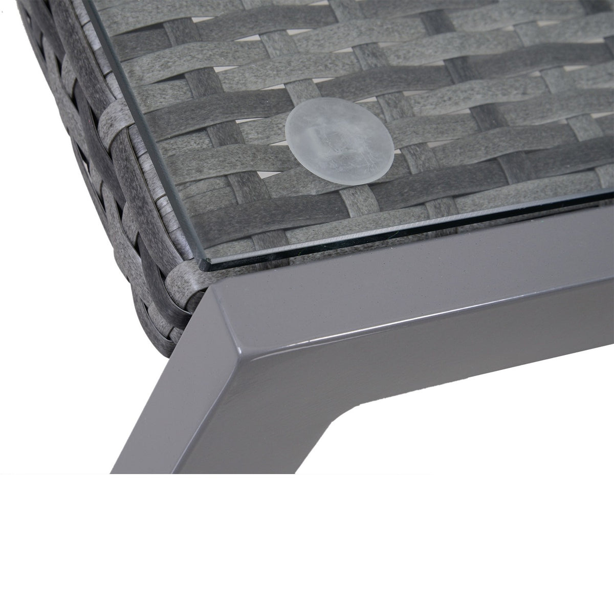 Garden Table Garden Side Table With Tempered Glass Polyrattan + Aluminum