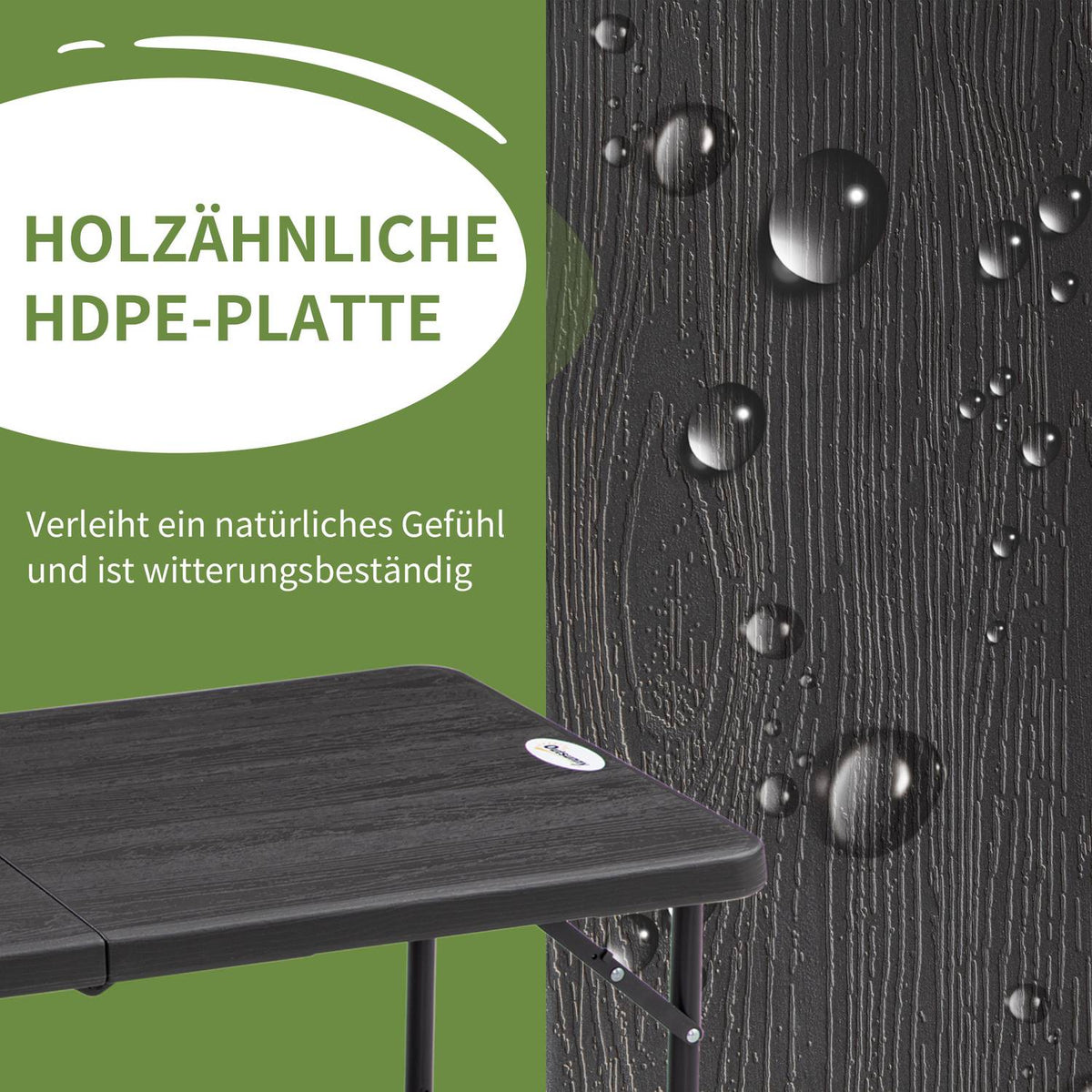 Garden Table, Height-Adjustable Folding Table, Patio Table For 4 People, Buffet Table With Steel Frame, 118 X 60 X 74 Cm, Dark Gray