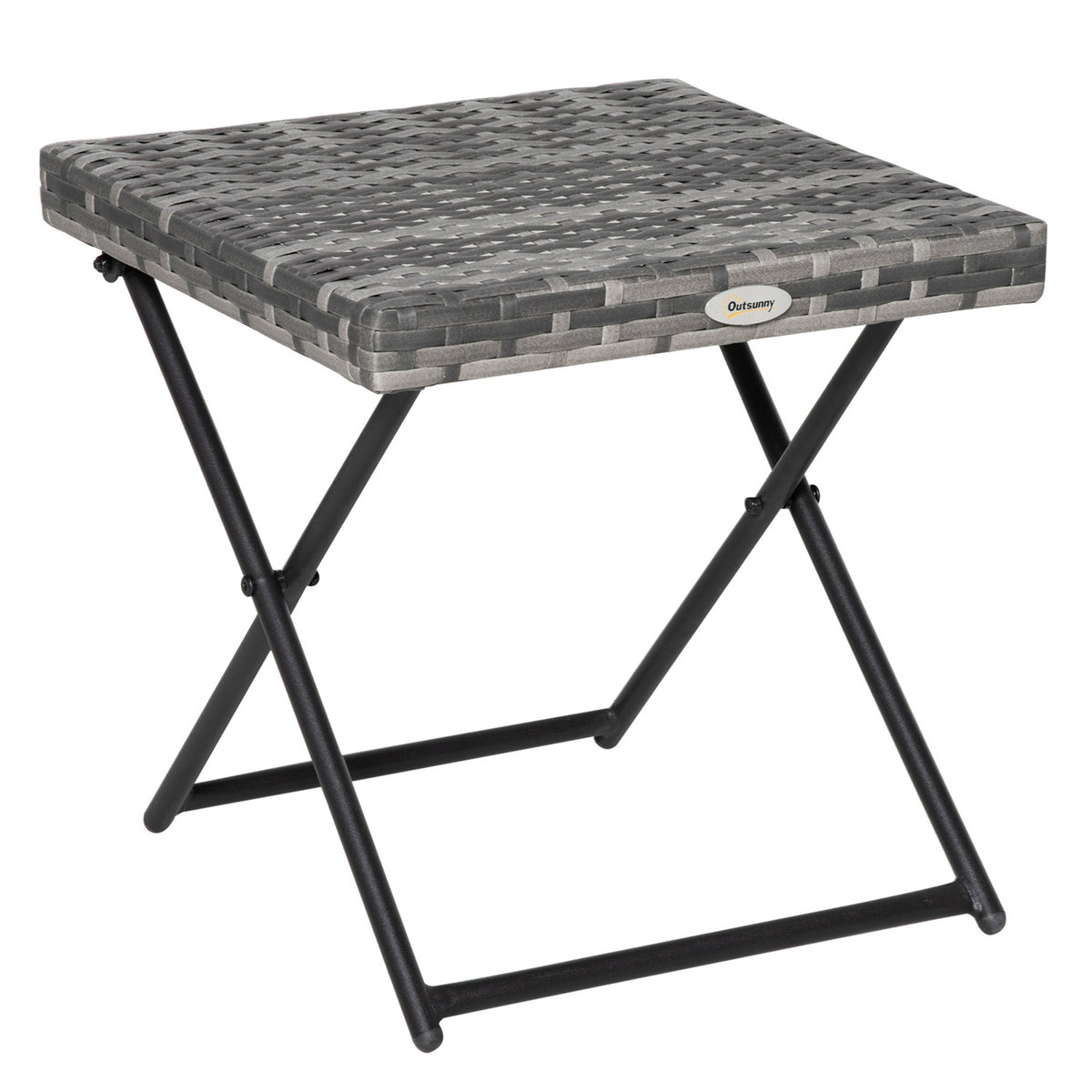 Garden Table Polyrattan Folding Coffee Table Folding Table Metal Frame Gray 40X40X40Cm