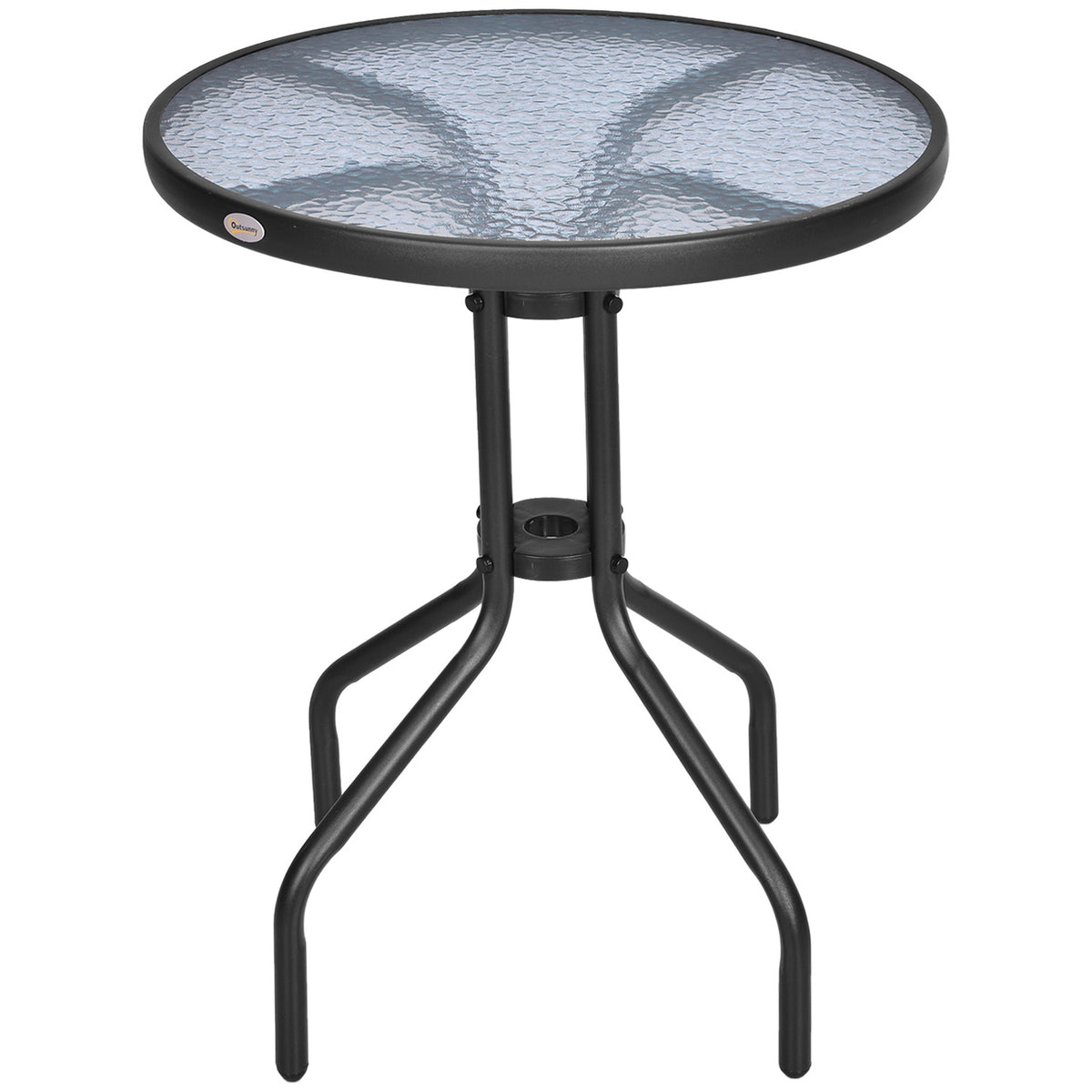 Garden Table Round Balcony Table Metal Safety Glass Ø60Xh70Cm Garden Balcony