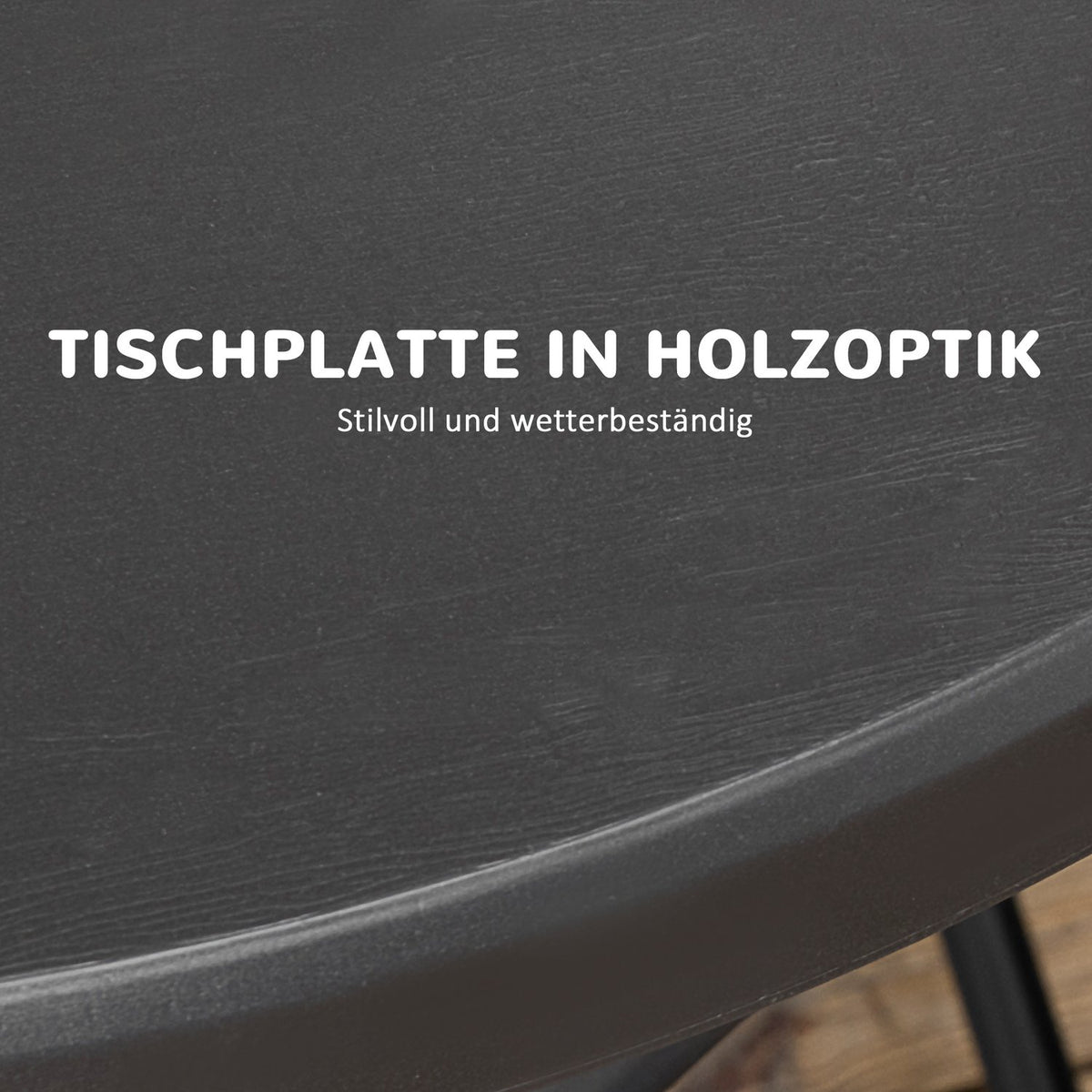 Garden Table, Round Folding Table, Ø80 Cm Side Table For 4 People, Garden Dining Table With Decorative Wood Look, For Balcony, Dark Gray