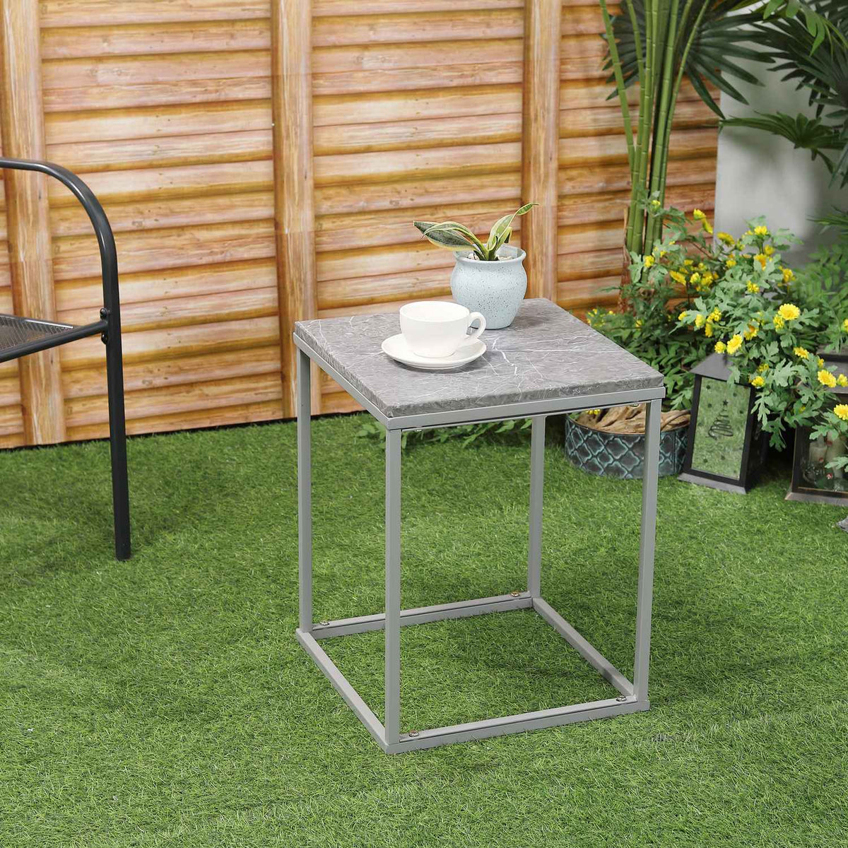 Garden Table Side Table Coffee Table Outdoor Indoor With Metal Frame For Garden Terrace Balcony In Industrial Design Stable 40 X 40 X 50 Cm