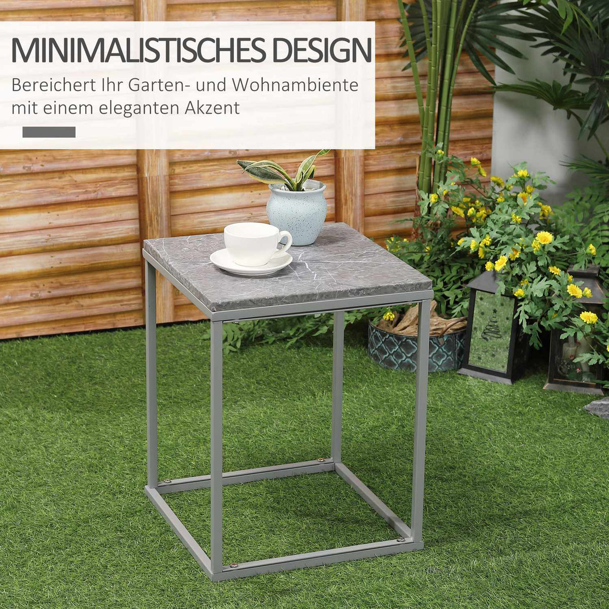 Garden Table Side Table Coffee Table Outdoor Indoor With Metal Frame For Garden Terrace Balcony In Industrial Design Stable 40 X 40 X 50 Cm