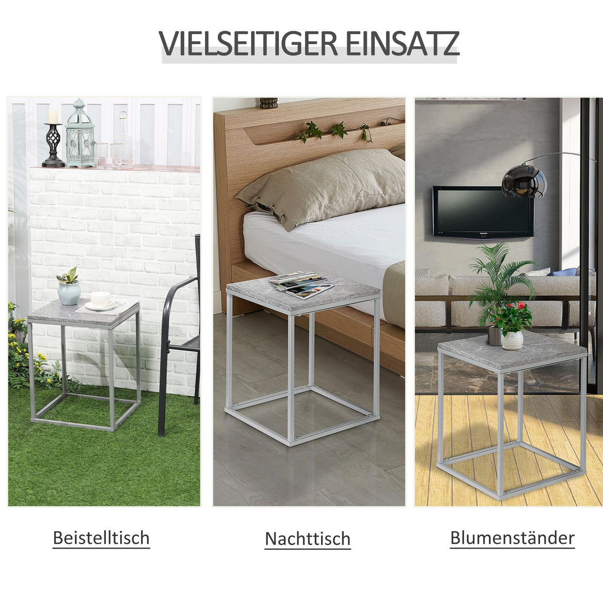 Garden Table Side Table Coffee Table Outdoor Indoor With Metal Frame For Garden Terrace Balcony In Industrial Design Stable 40 X 40 X 50 Cm