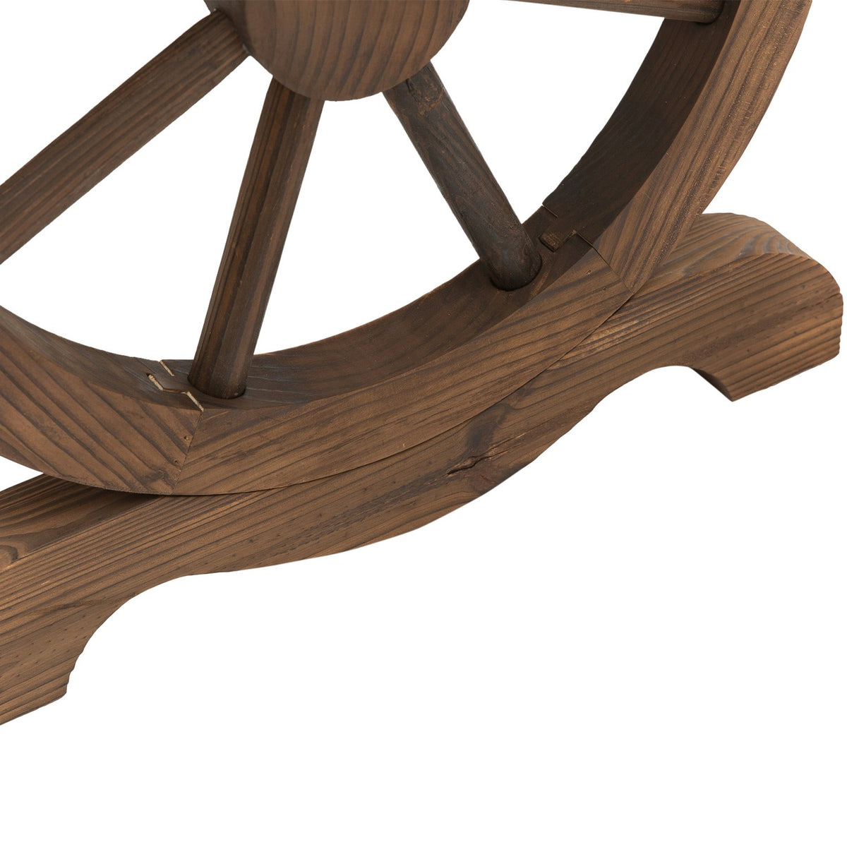 Garden Table Solid Wood Balcony Table Wooden Table Wheel Shape Weather-Resistant Natural 113 X W60 X H65 Cm