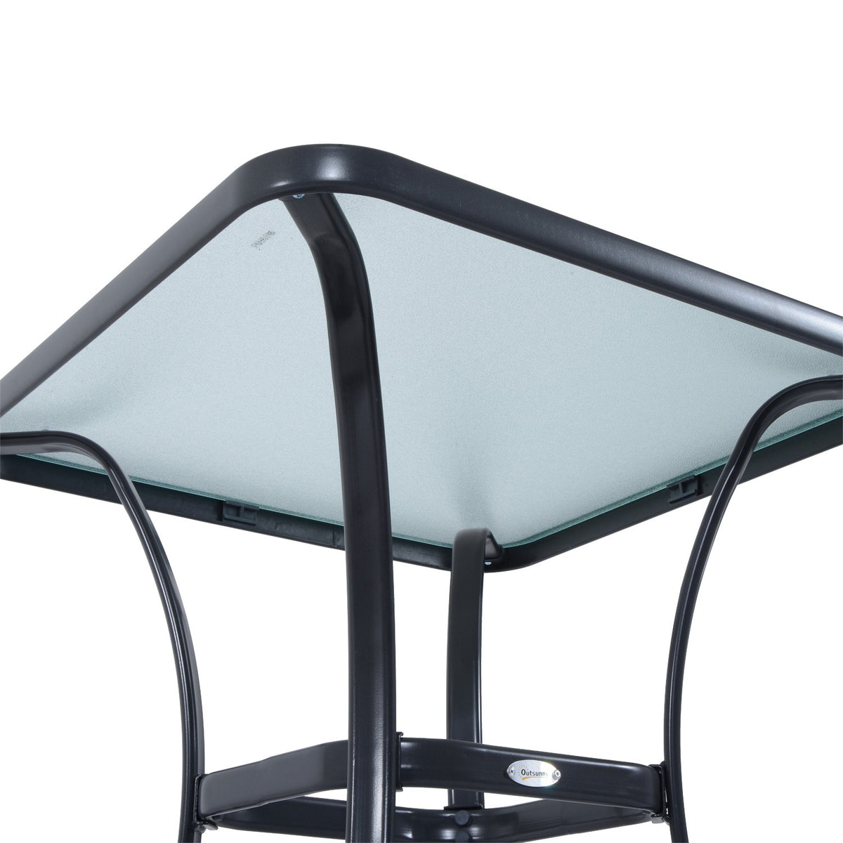 Garden Table Square Glass Table Weatherproof Black 68.5X68.5Cm Balcony Terrace