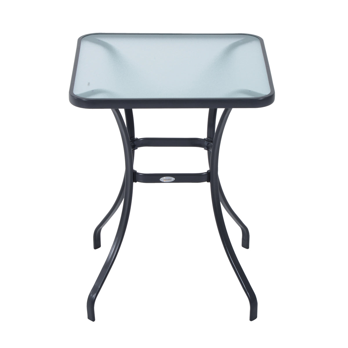 Garden Table Square Glass Table Weatherproof Black 68.5X68.5Cm Balcony Terrace