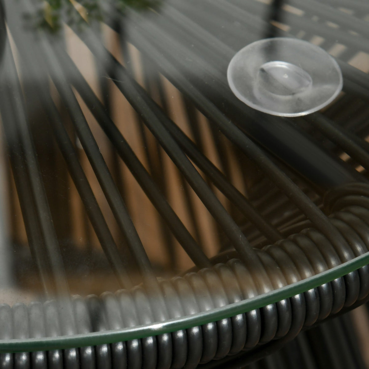Garden Table With Hollow Drum Design, Bistro Table With Glass Table Top, Round Coffee Table, Bistro Table With Glass Table Top, Black