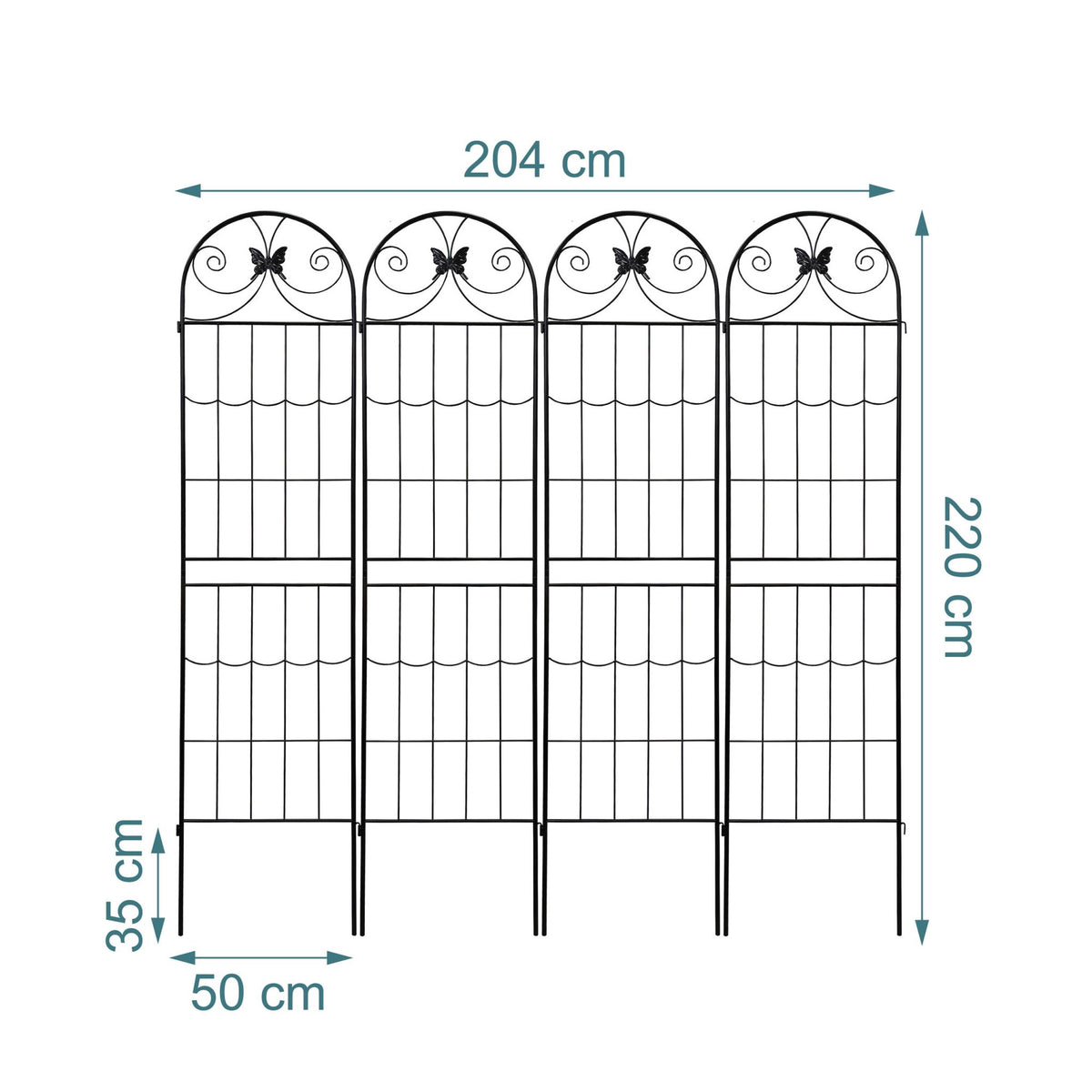 Garden Trellis Set of 4, Powder-Coated Metal Climber