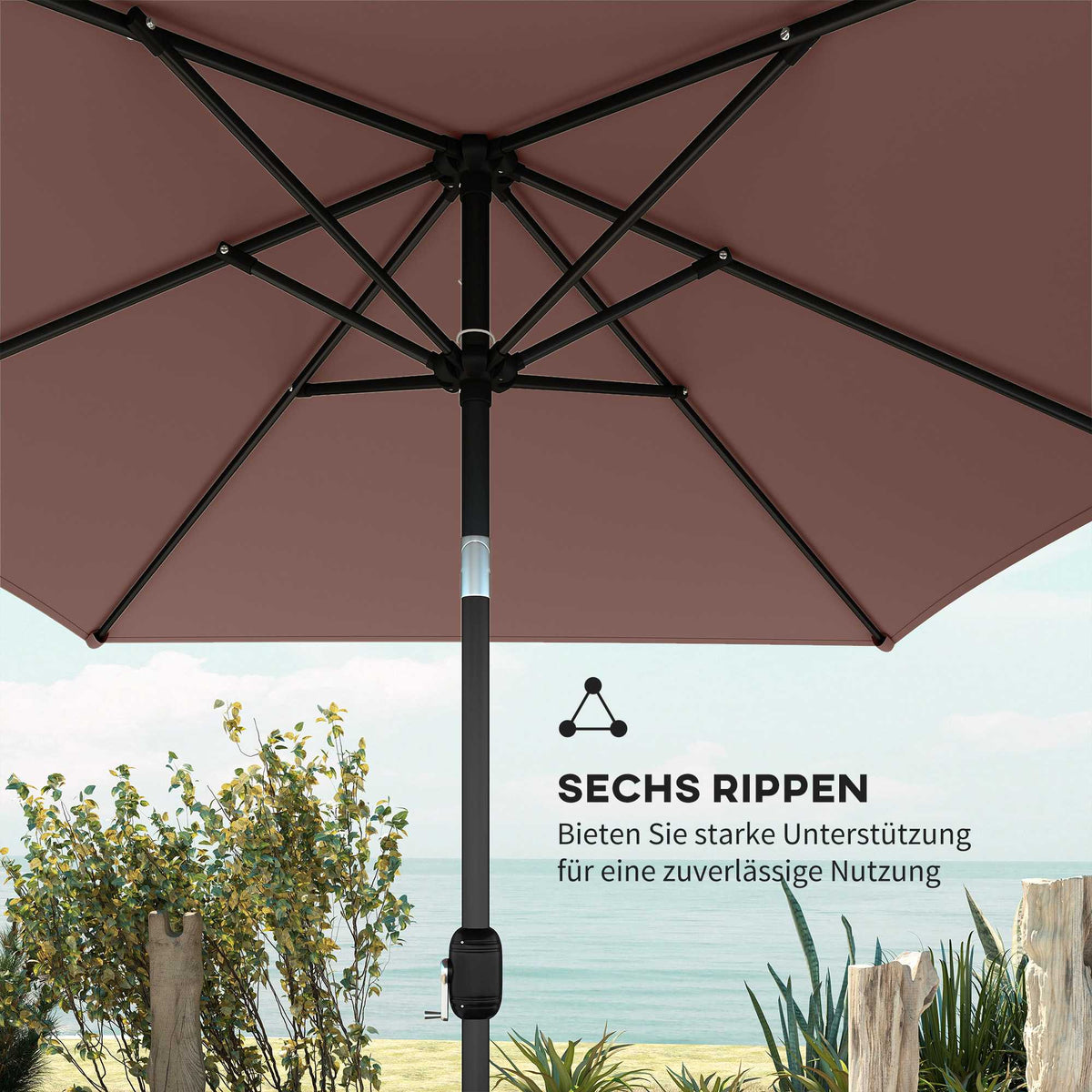 Garden Umbrella, Adjustable Tilt, 300x200 cm, Brown/Black