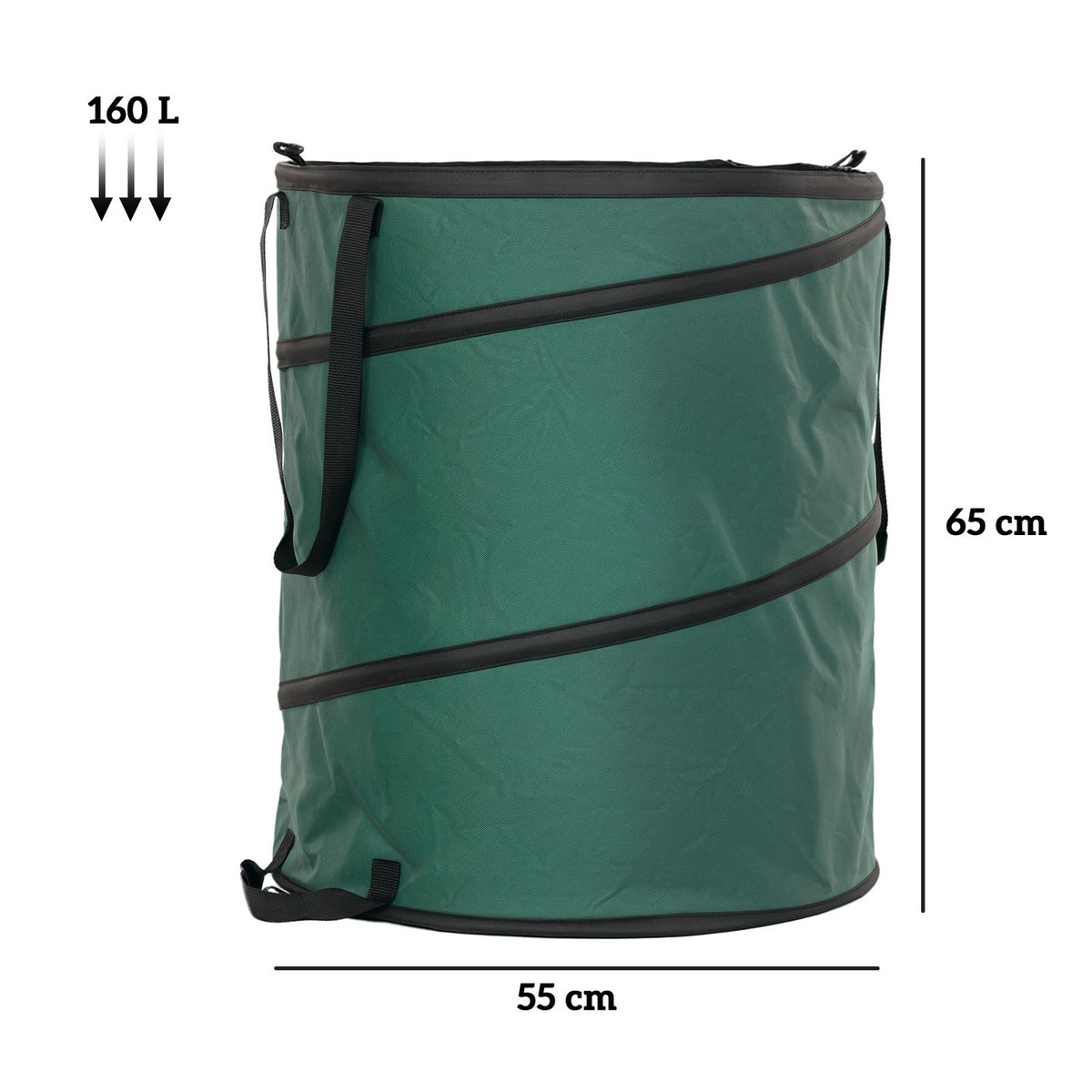 Garden bag 2x160L waterproof garden waste bag with zipper lid handles, sturdy leaf bag, self-standing garden bags, reusable garden waste bags for garden waste green cuttings