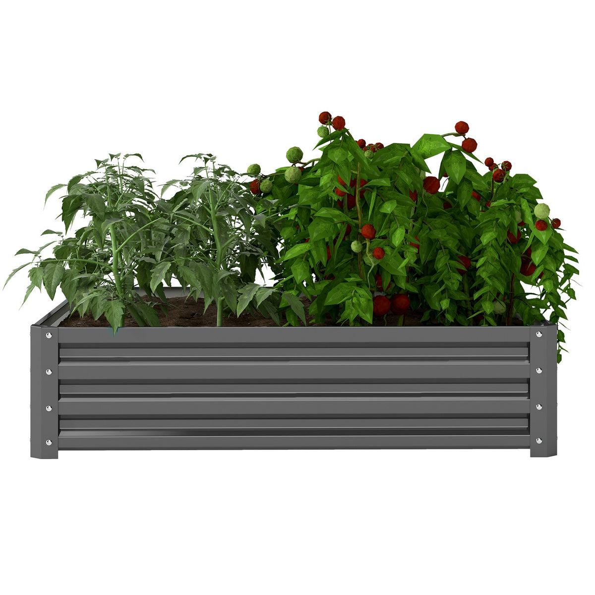 Garden bed, planter with steel casing, light grey, 120 x 120 x 30 cm