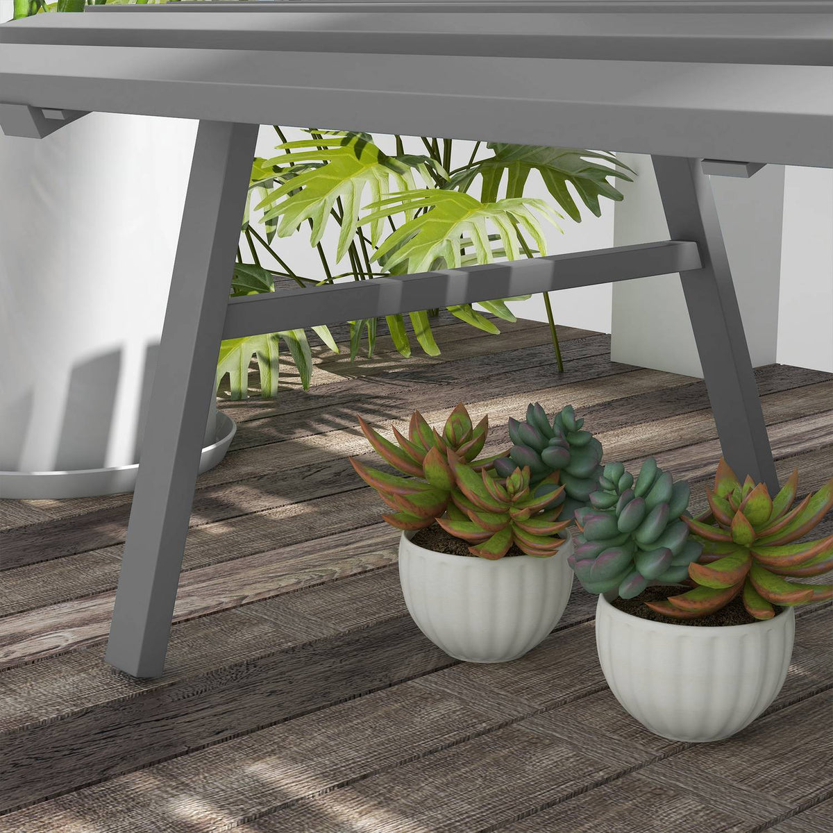 Garden bench 2 seater park bench with backrest made of aluminum 123x67x79cm gray for garden terrace balcony
