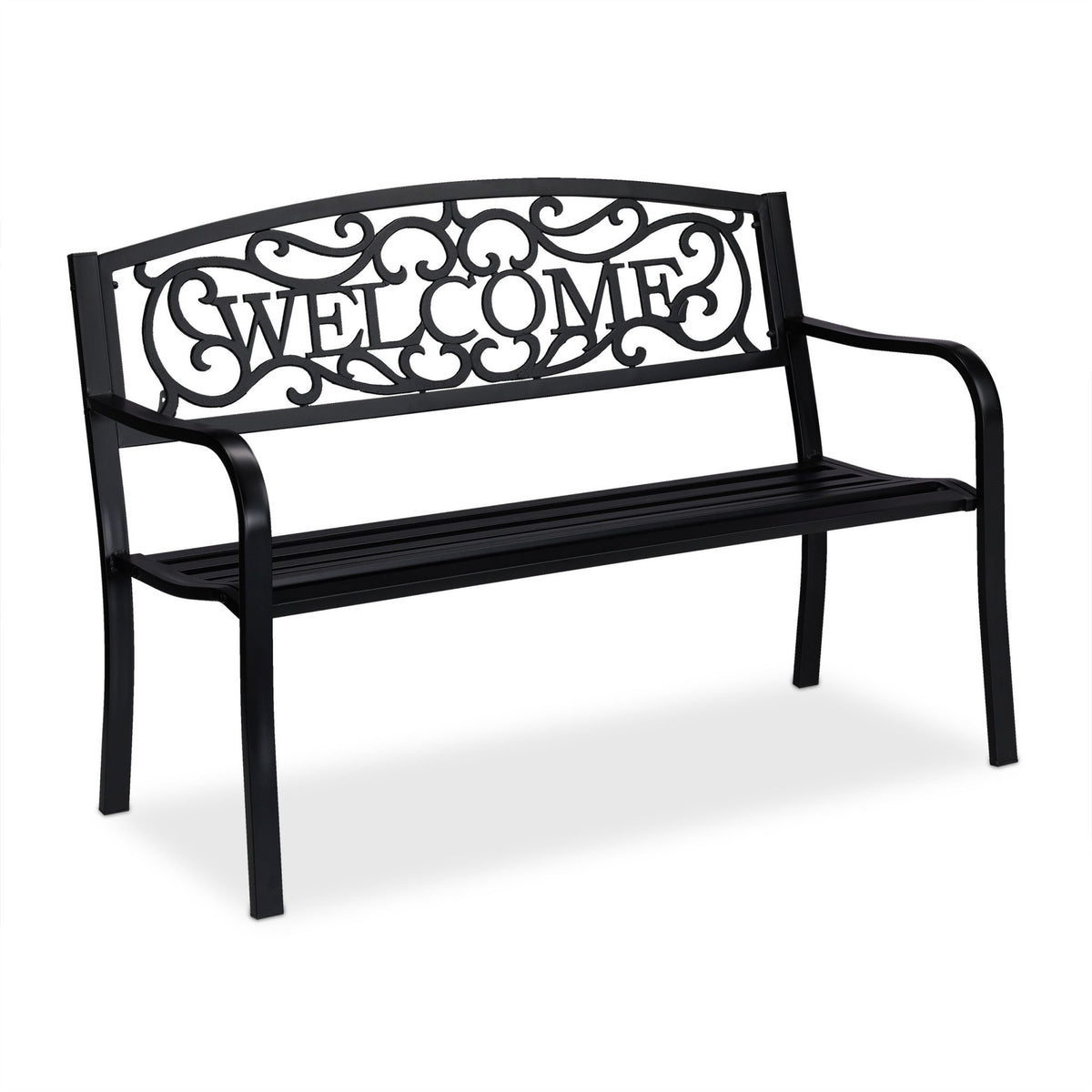 Garden bench Welcome in metal