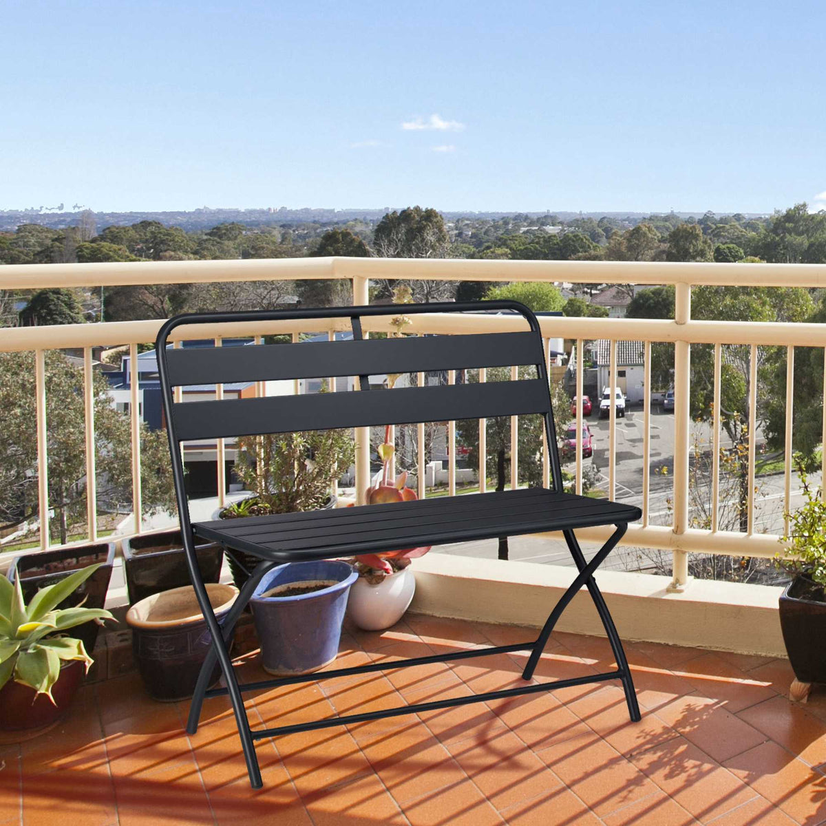 Garden bench foldable 2-seater