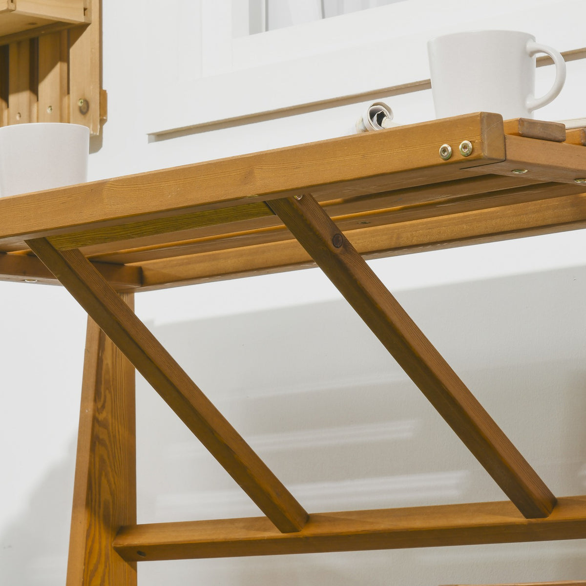 Garden bench for 2 people, 2-in-1 combination with table and 2 stools, weatherproof larch wood in teak look