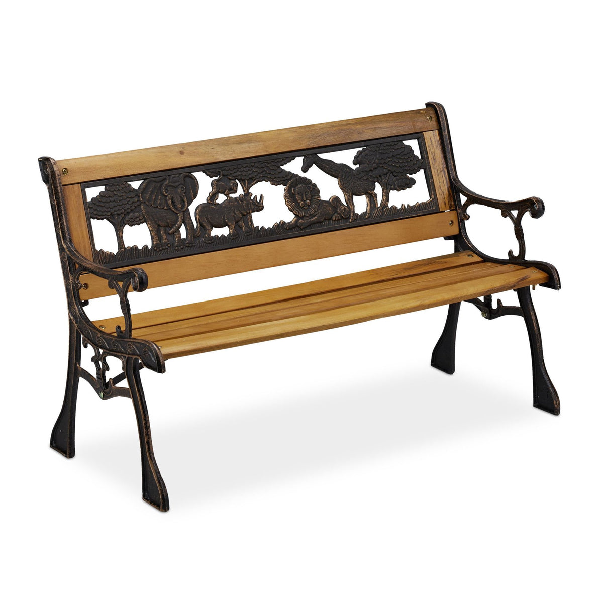 Garden bench for children with animal motifs