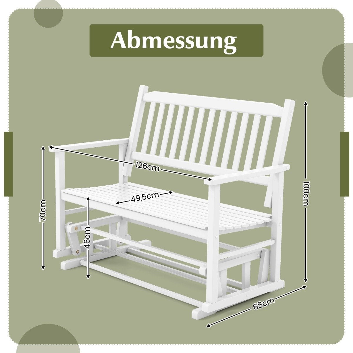 Garden bench with gentle gliding movement. Weatherproof swing bench can hold up to 225 kg