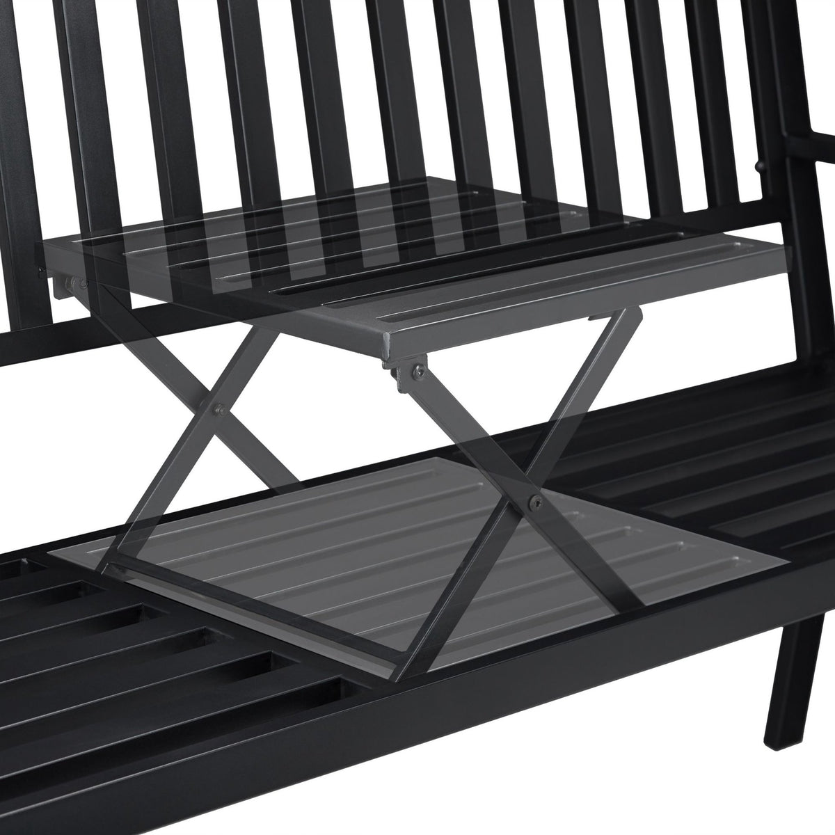 Garden bench with integrated table