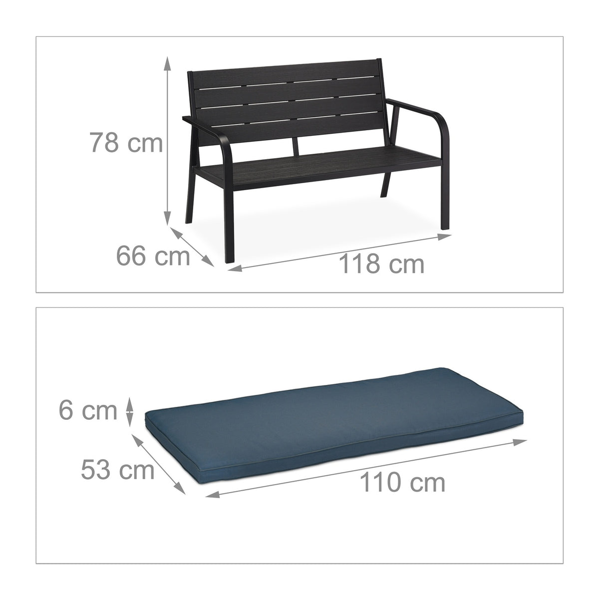 Garden bench with seat cover