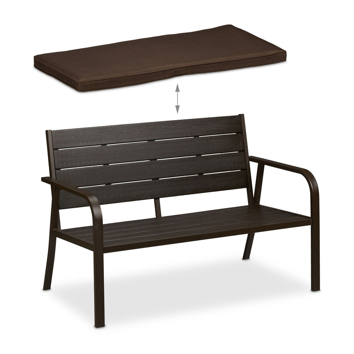 Garden bench with seat cushion